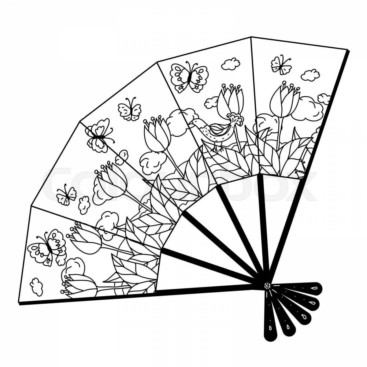 Раскраска сияющий японский веер