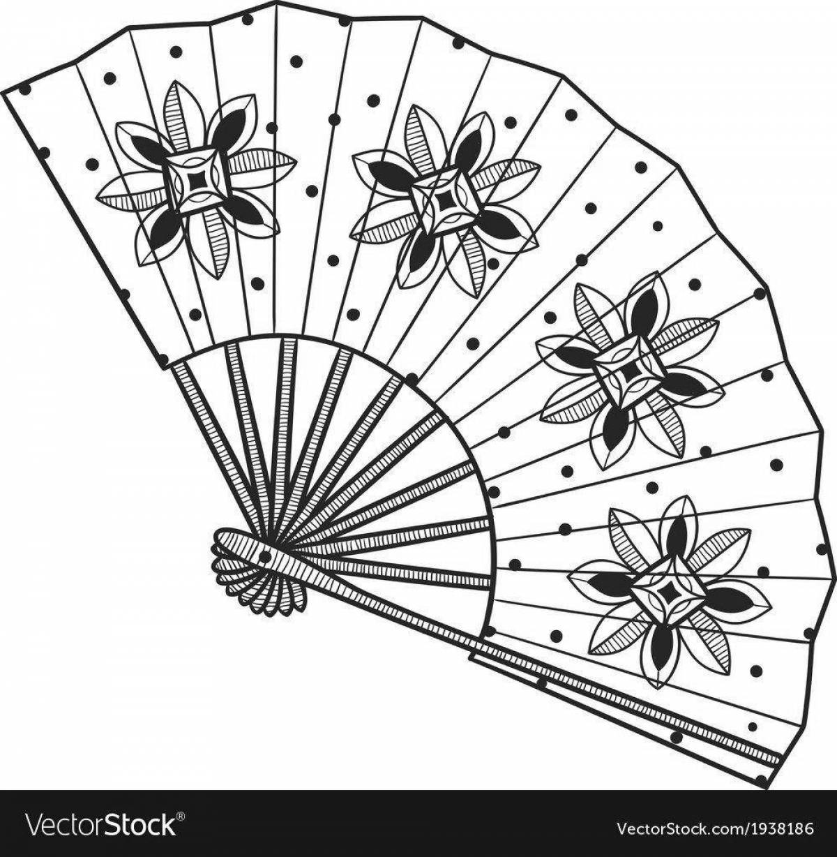 Coloring page happy japanese fan