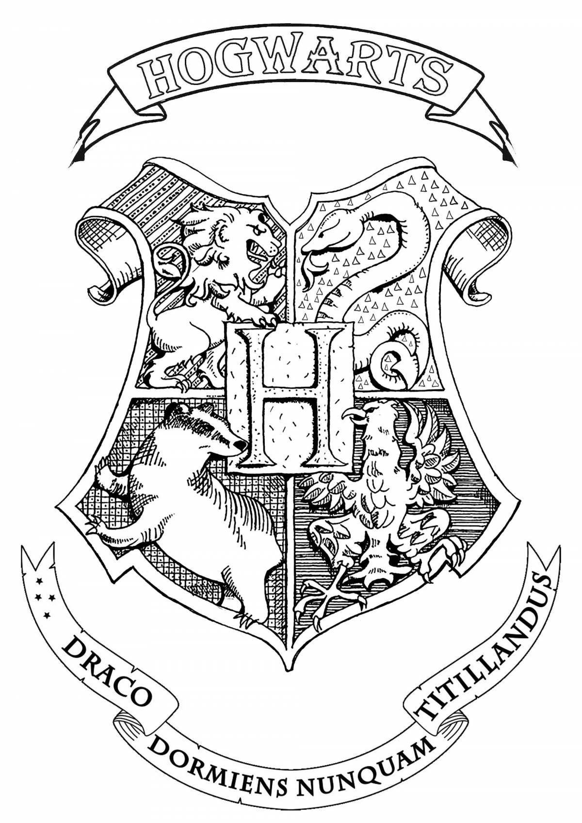 Coloring pages for imposing Hogwarts houses