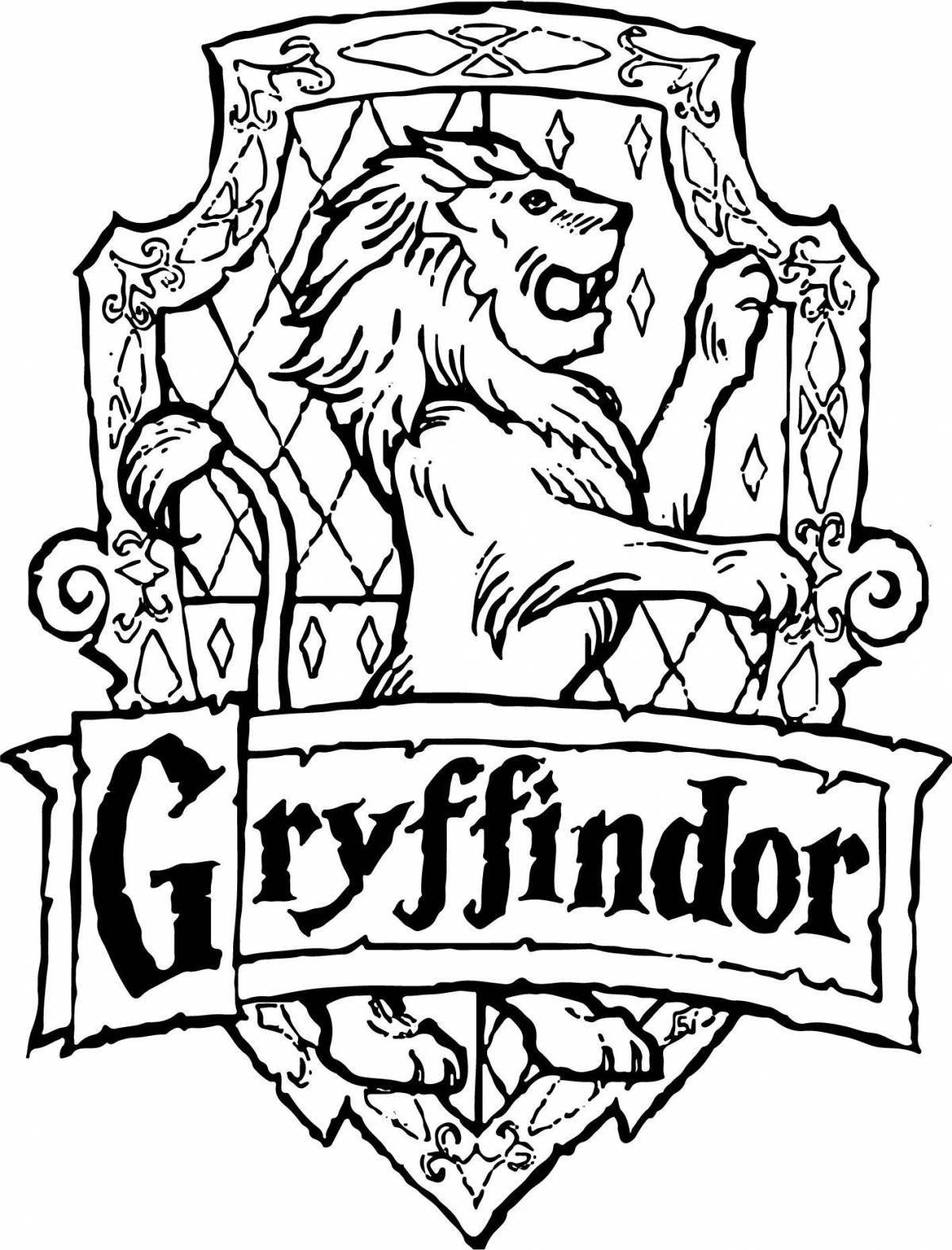 Coloring pages of colorful Hogwarts houses