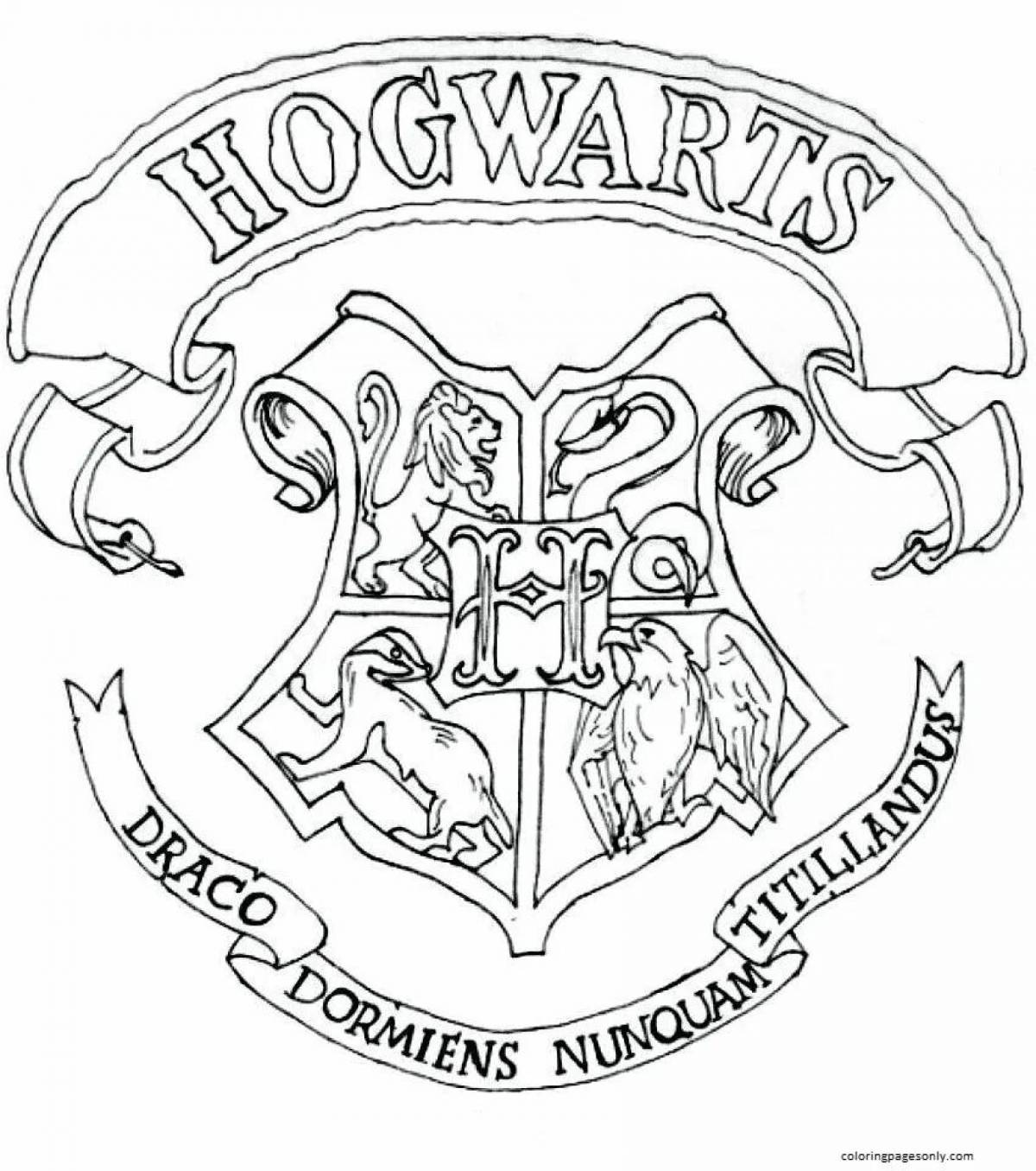 Colorfully detailed Hogwarts houses coloring book