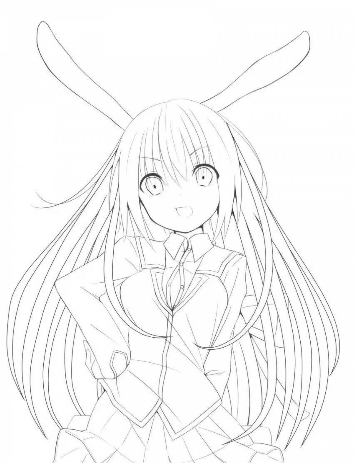 Wonderful coloring anime rabbit