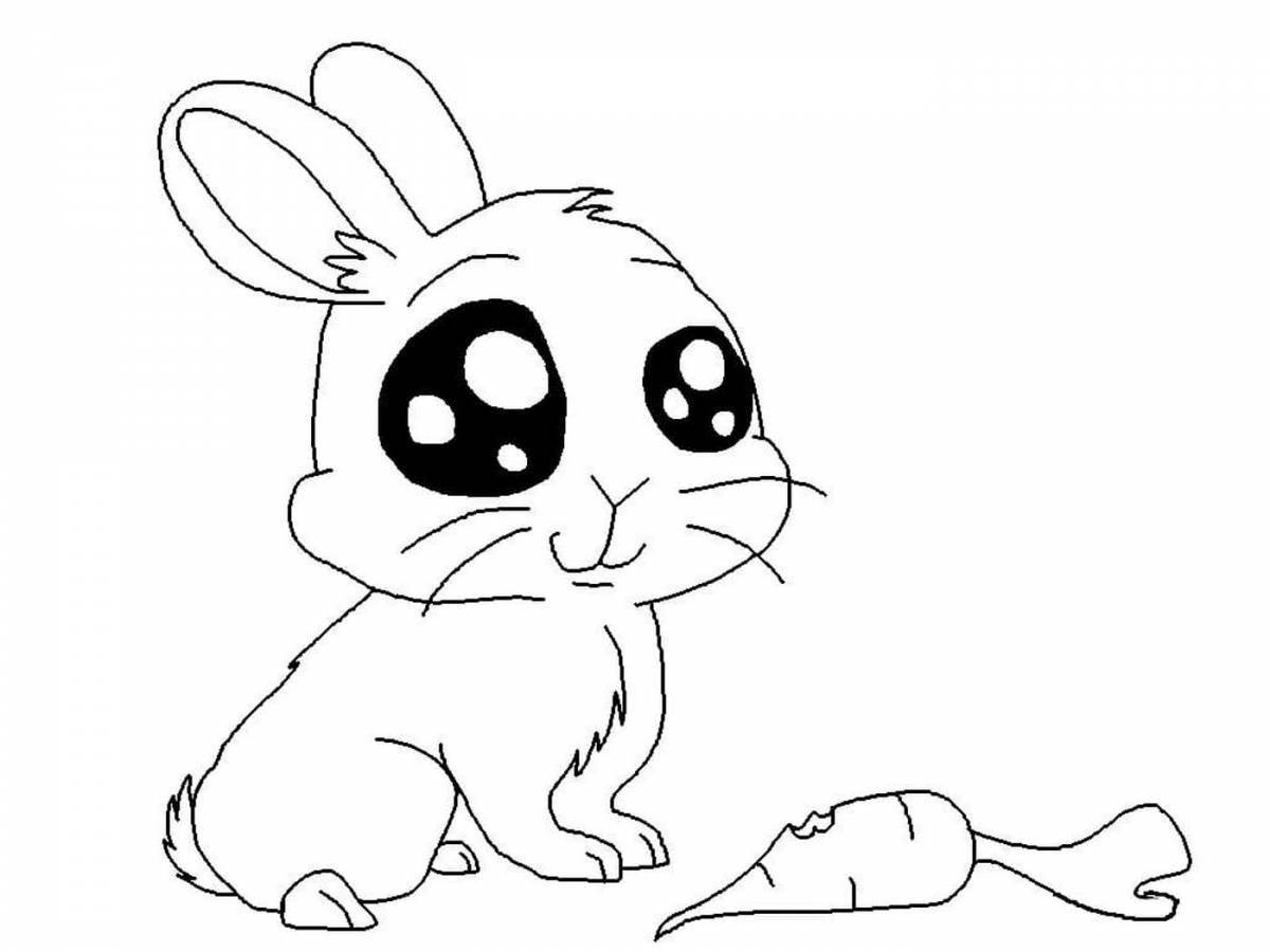 Раскраска нежный аниме кролик