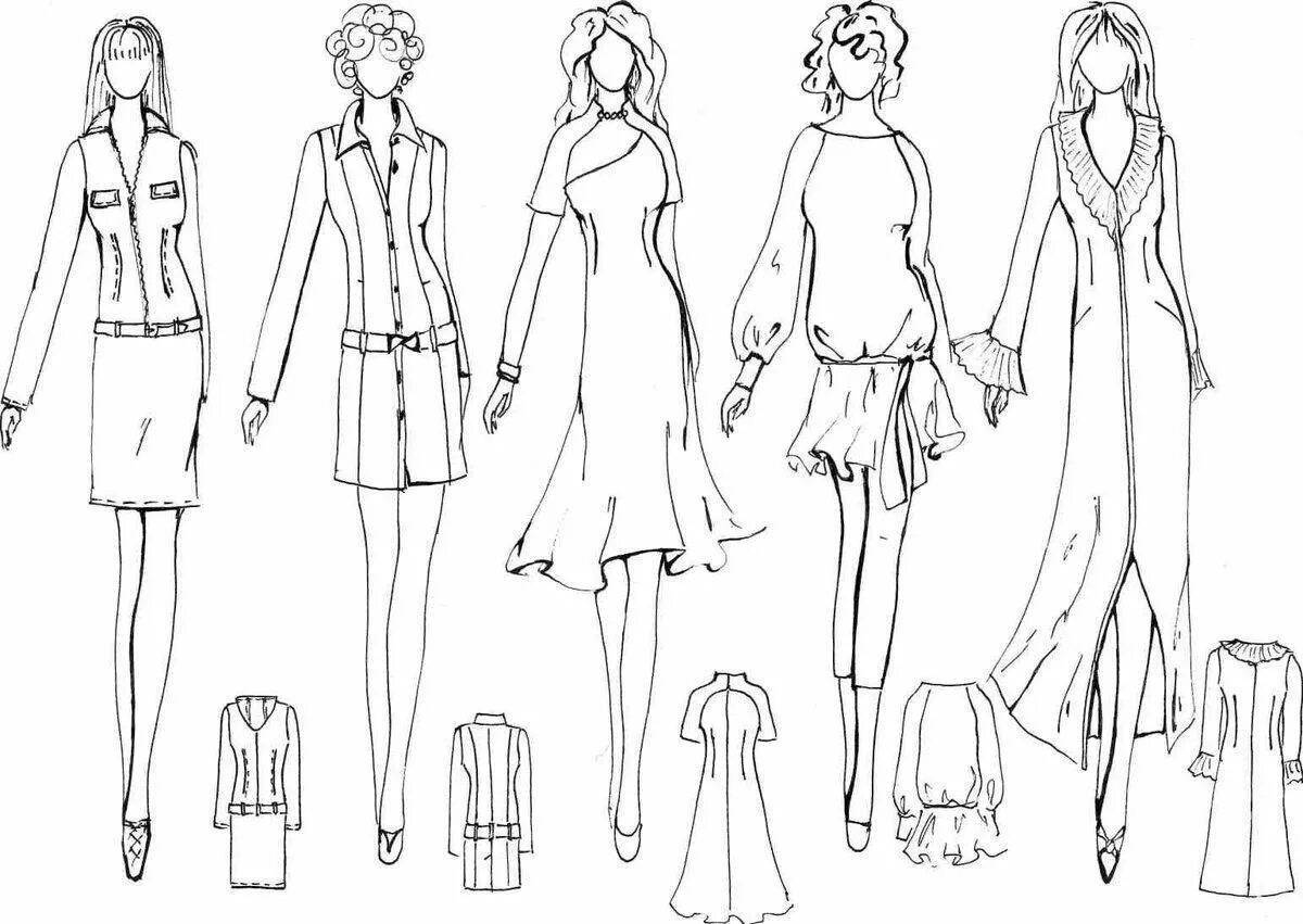 Stylish fashion design coloring page