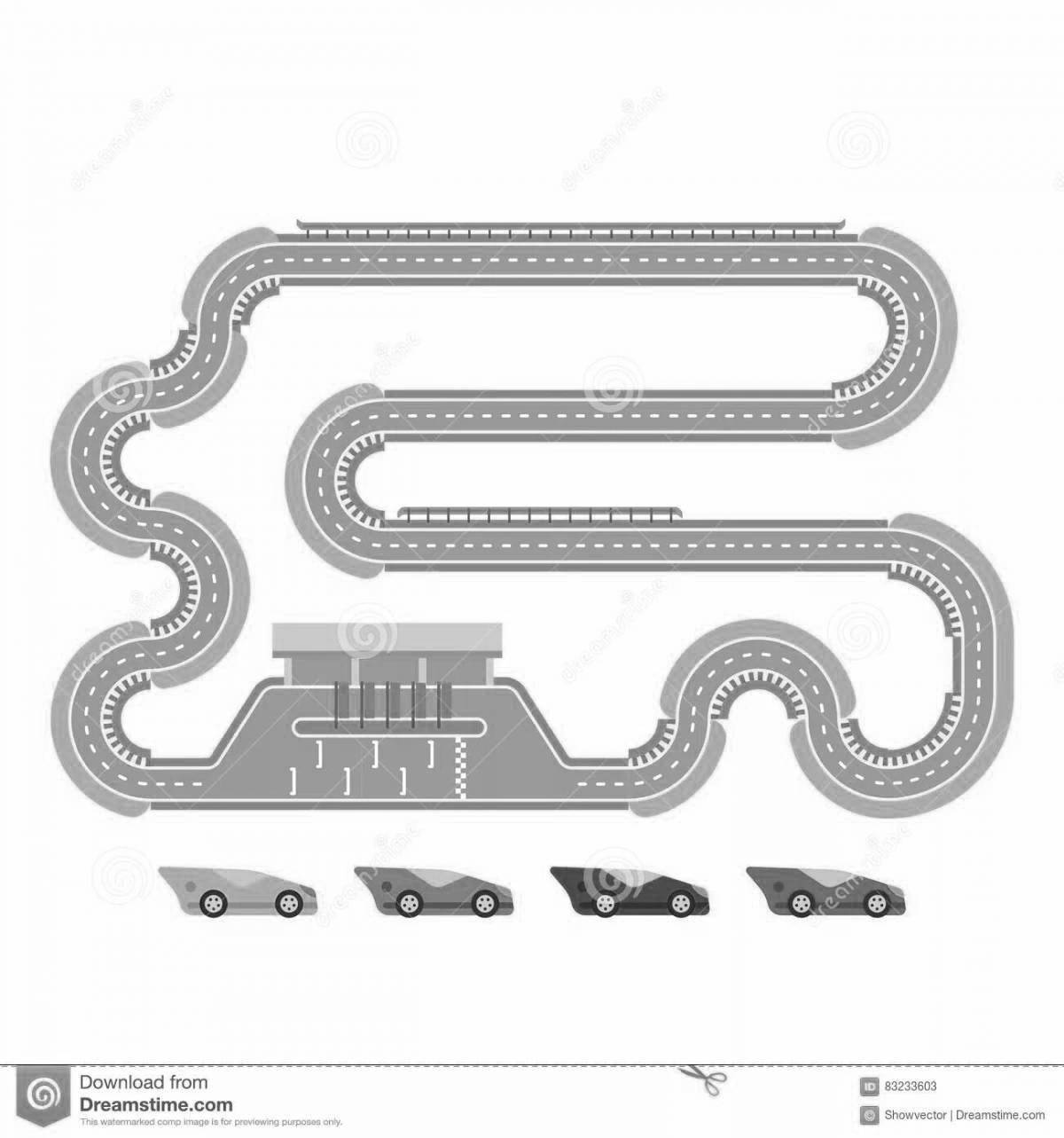 Colorful race track coloring page