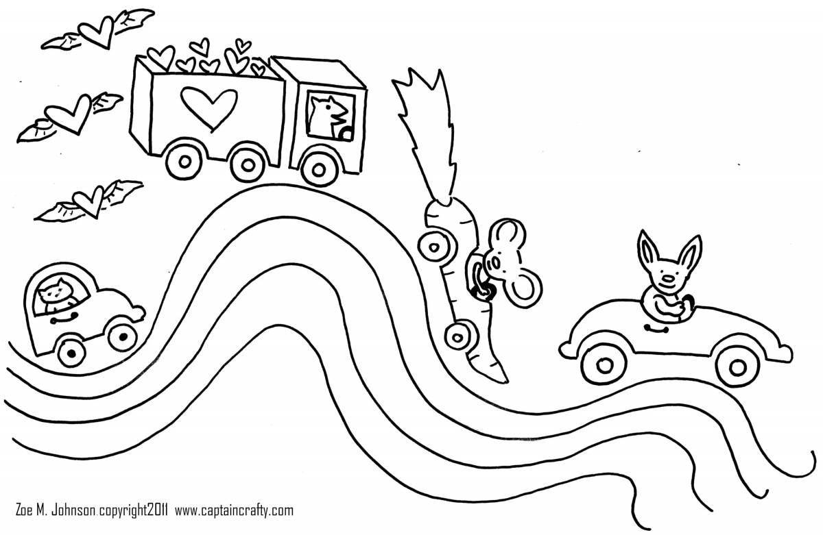 Coloring page exciting race track