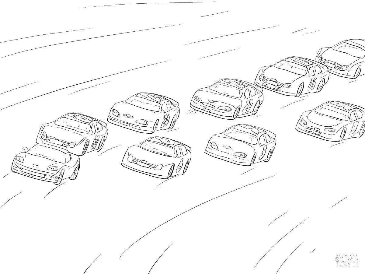 Coloring game stimulating race track