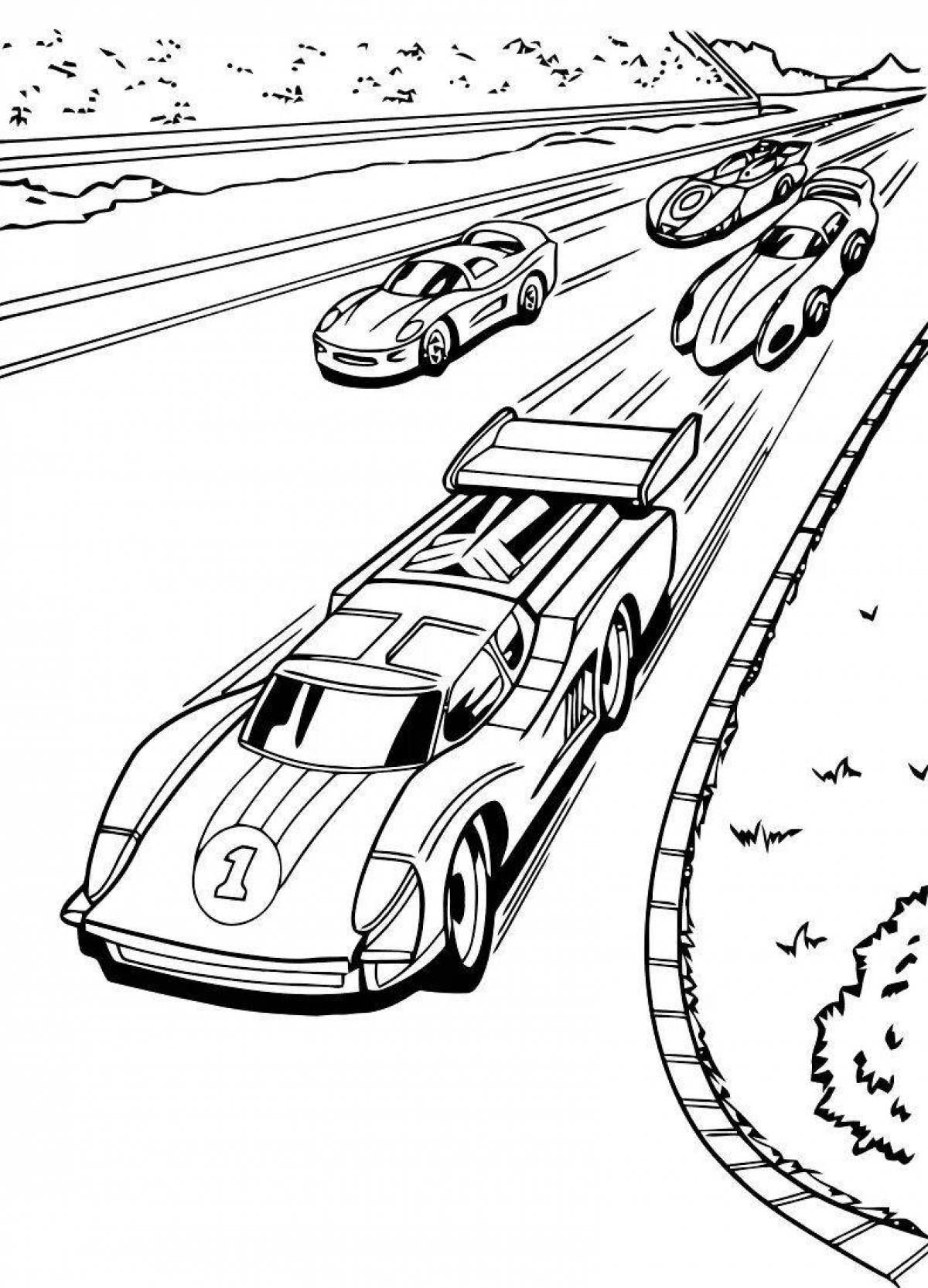 Colourful race track coloring page