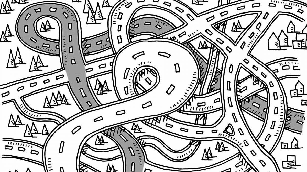 Glitter racing track coloring page
