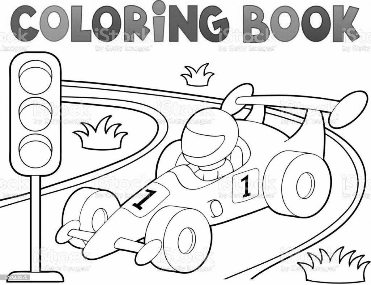 Coloring page joyful race track
