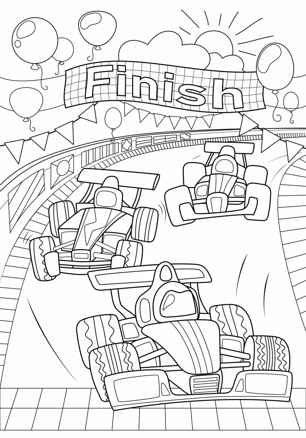 Coloring page funny race track