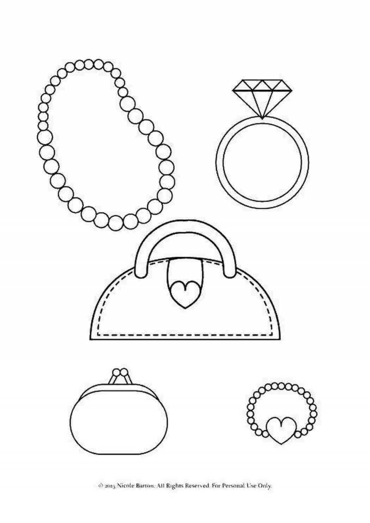 Coloring book shiny jewelry
