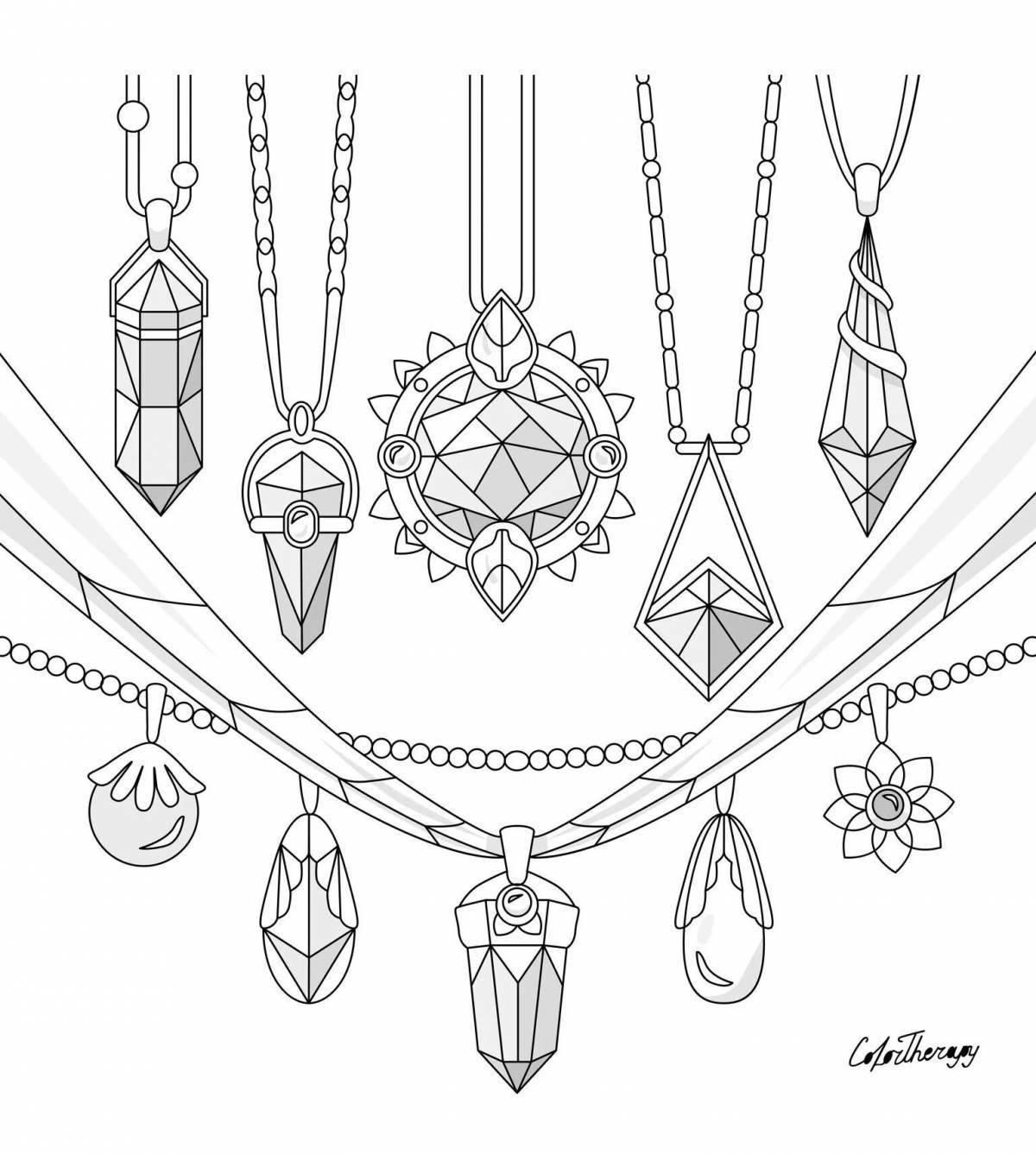 Coloring book glamor jewelry