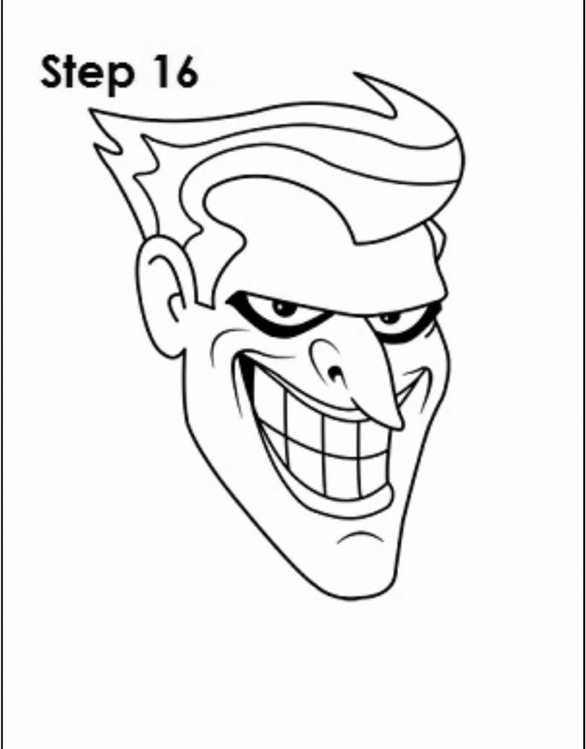 Colorful joker face coloring page