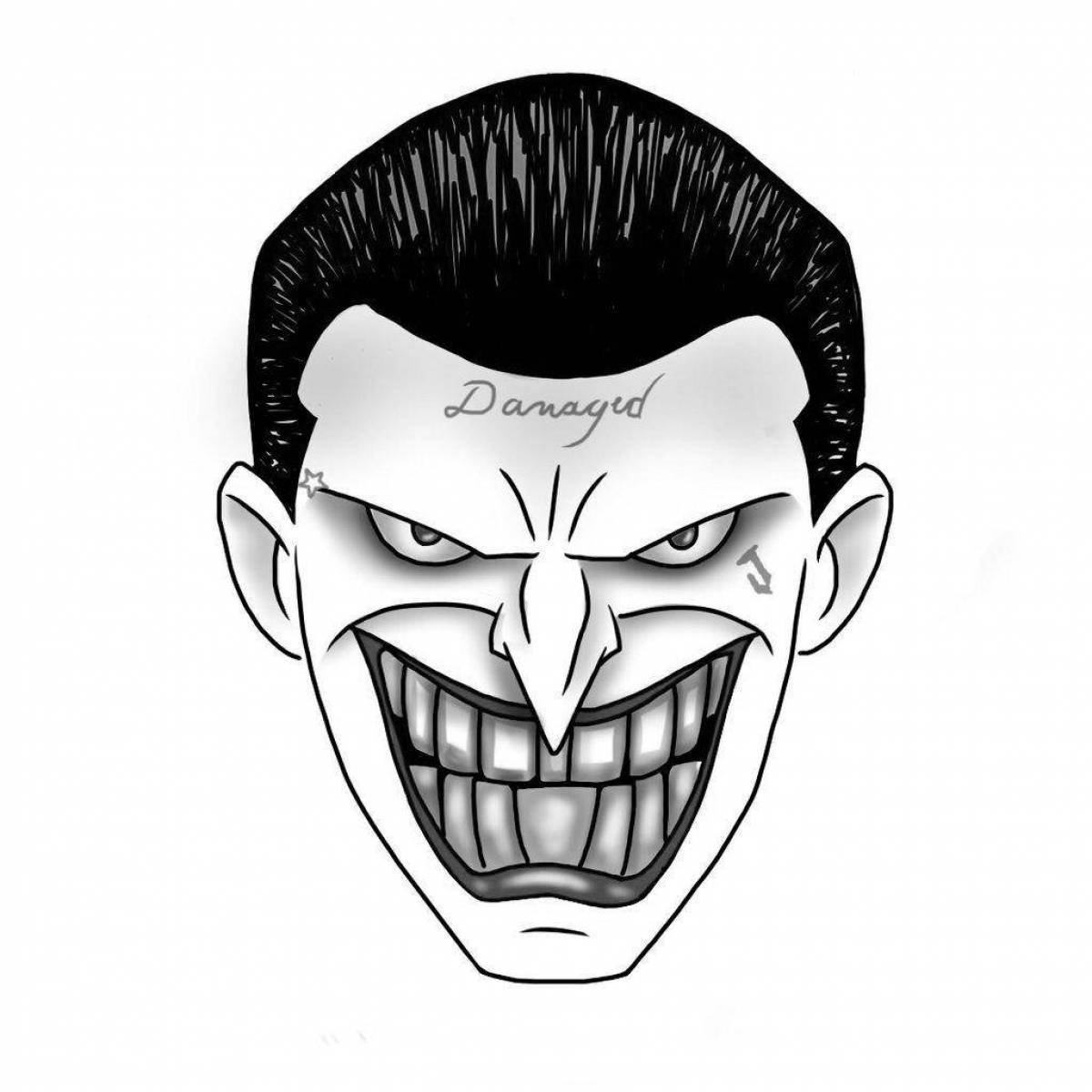 Intriguing joker face coloring page