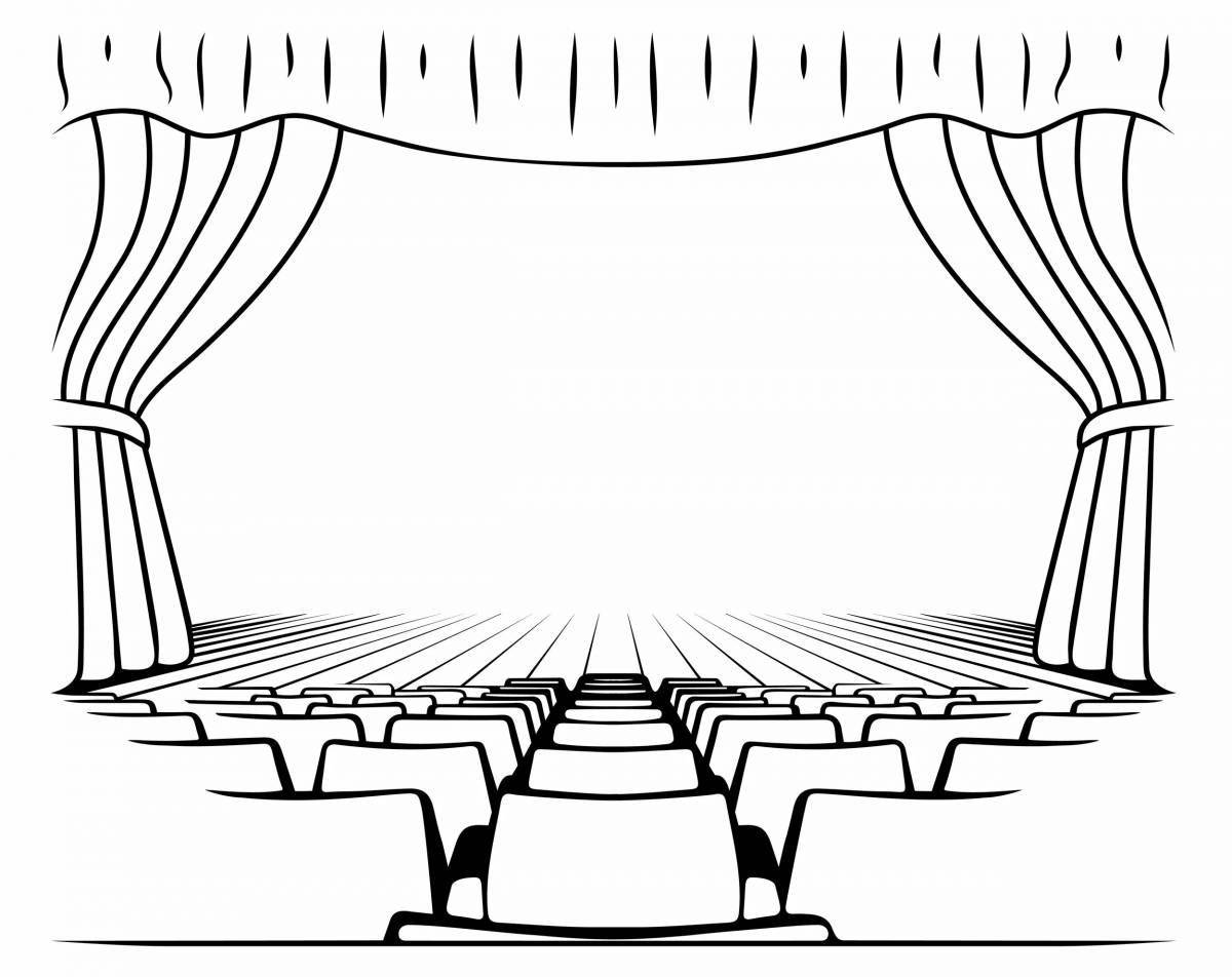 Coloring page joyful theater curtain