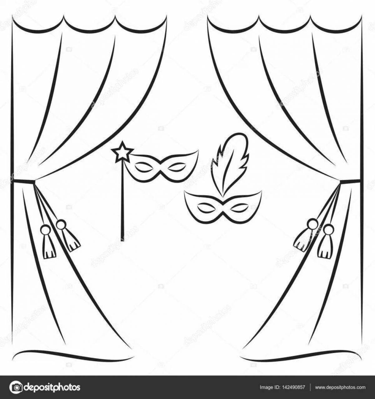 Adorable theater curtain coloring page