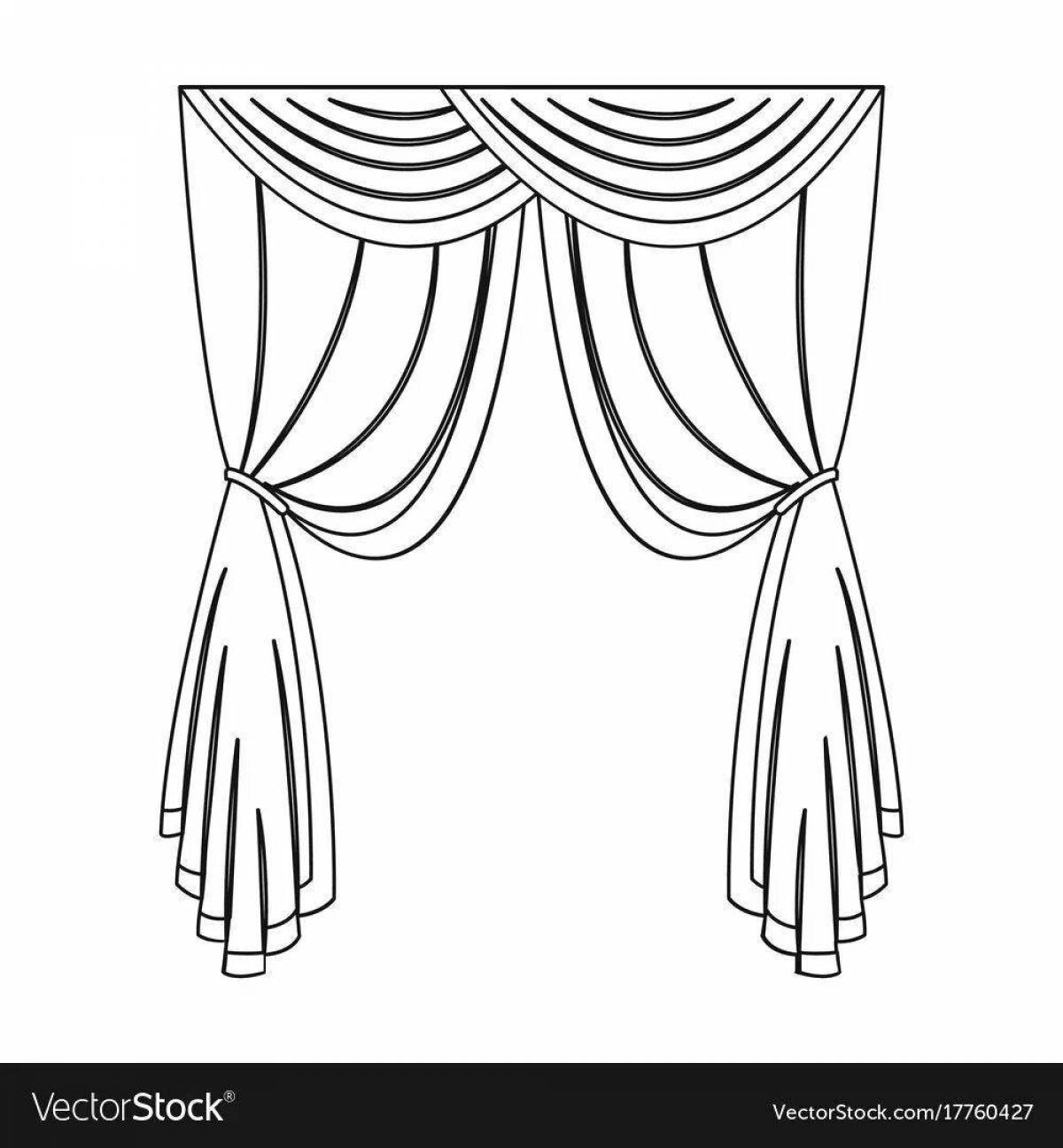Coloring page glowing theater curtain