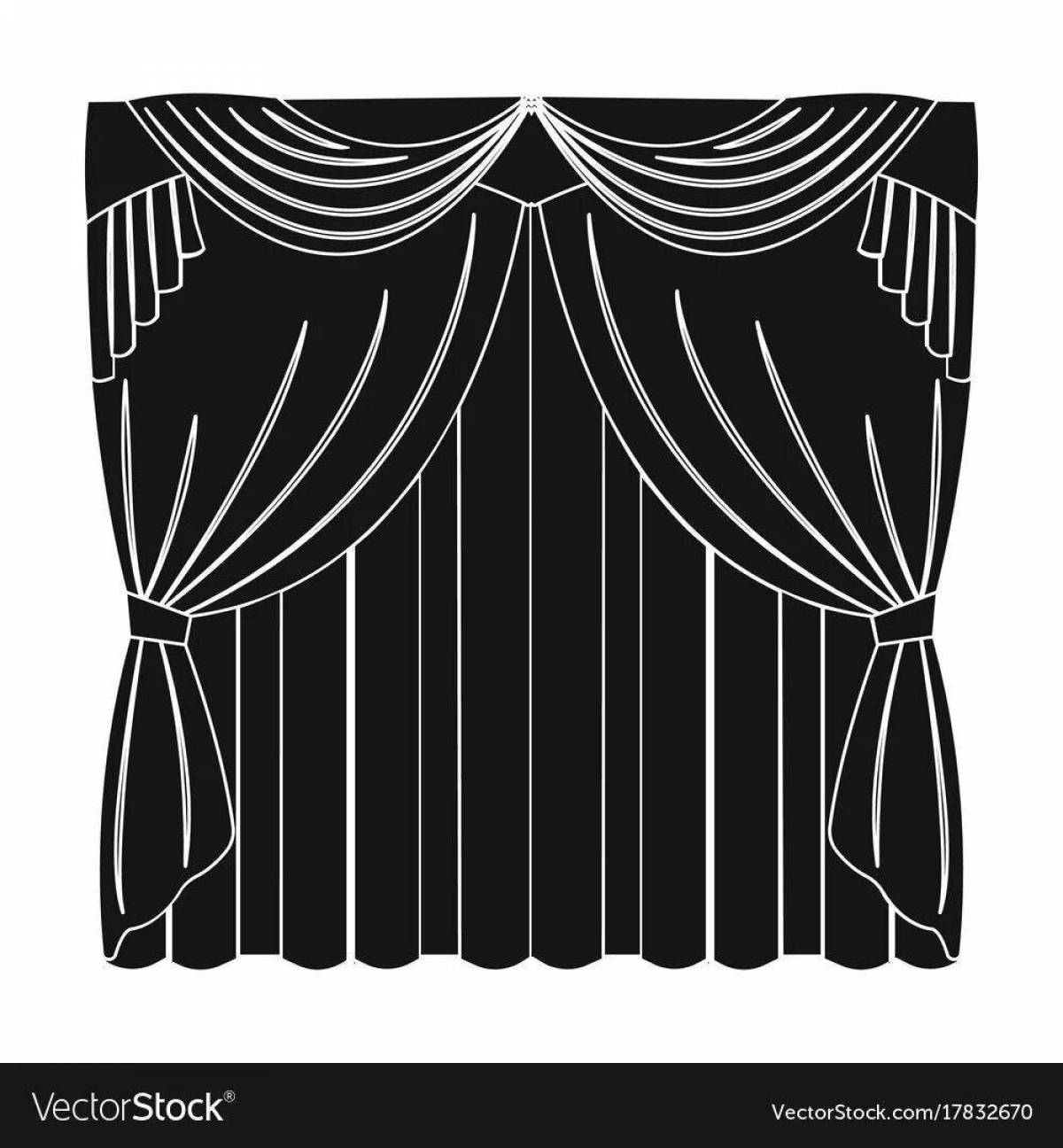 Coloring page shining theater curtain
