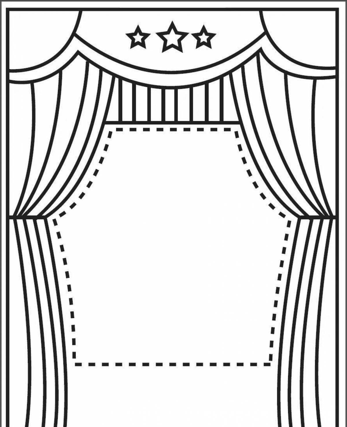 Coloring page dazzling theater curtain