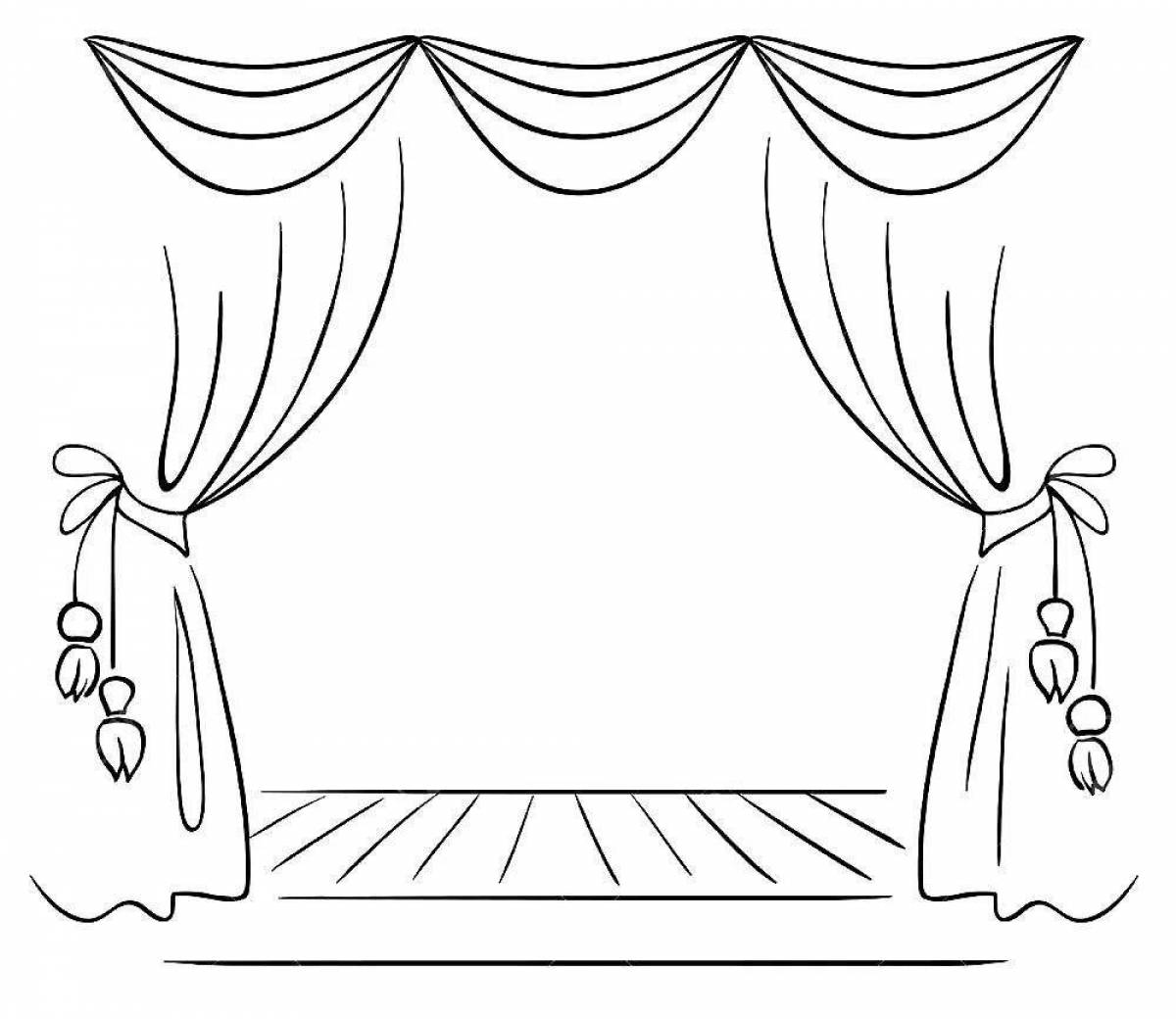 Glamorous theater curtain coloring page