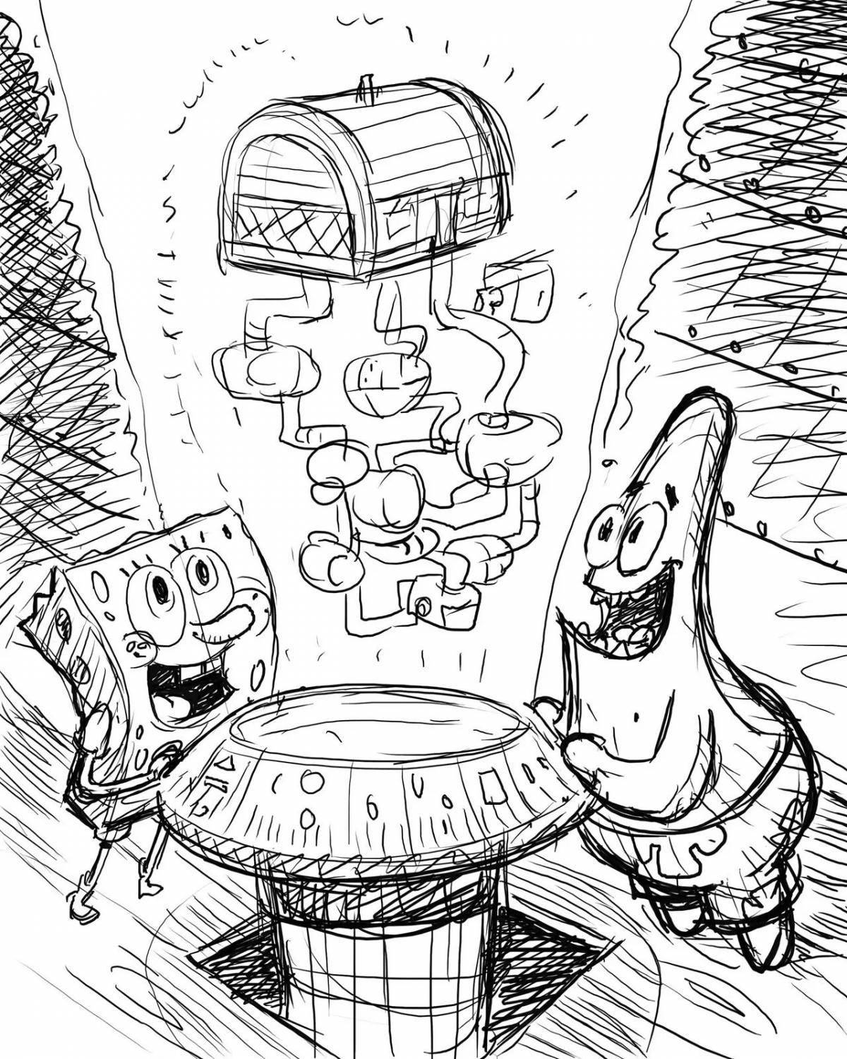 Colorful krusty crab coloring book