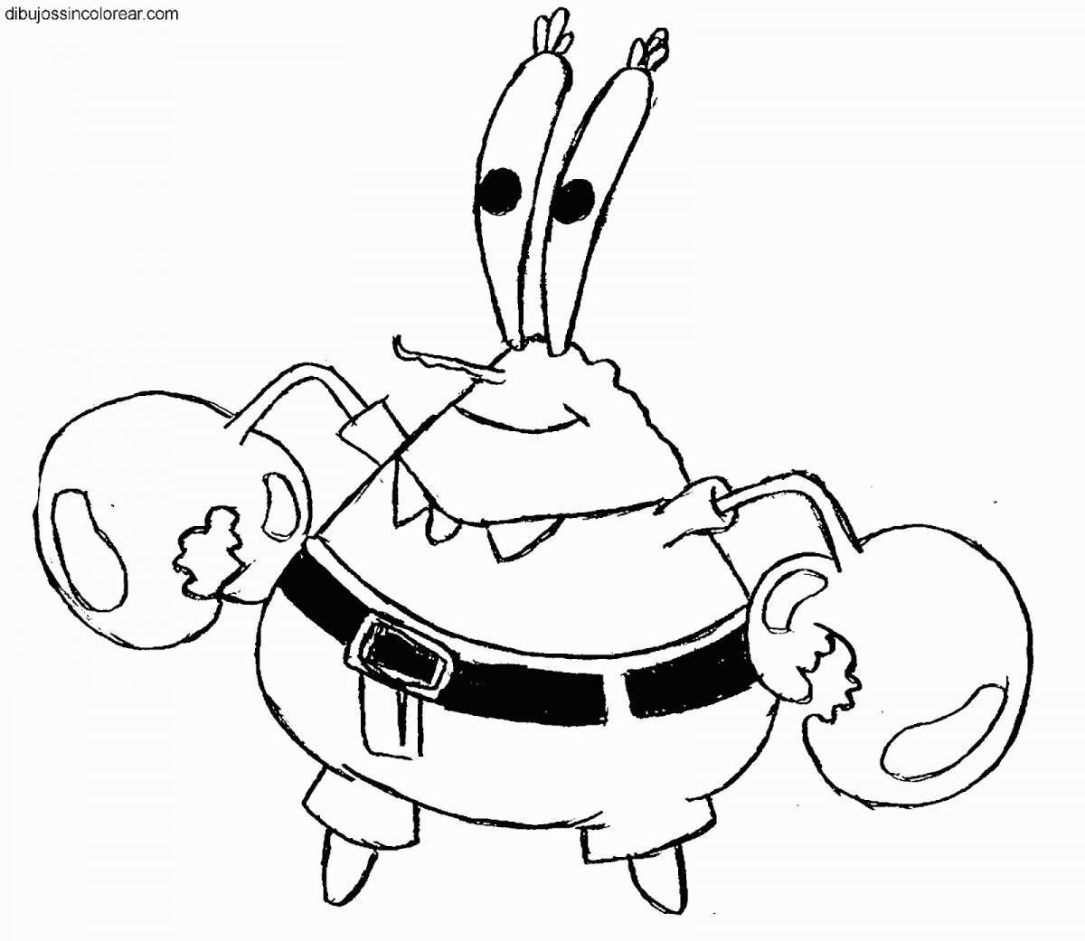 Coloring page happy krusty krab