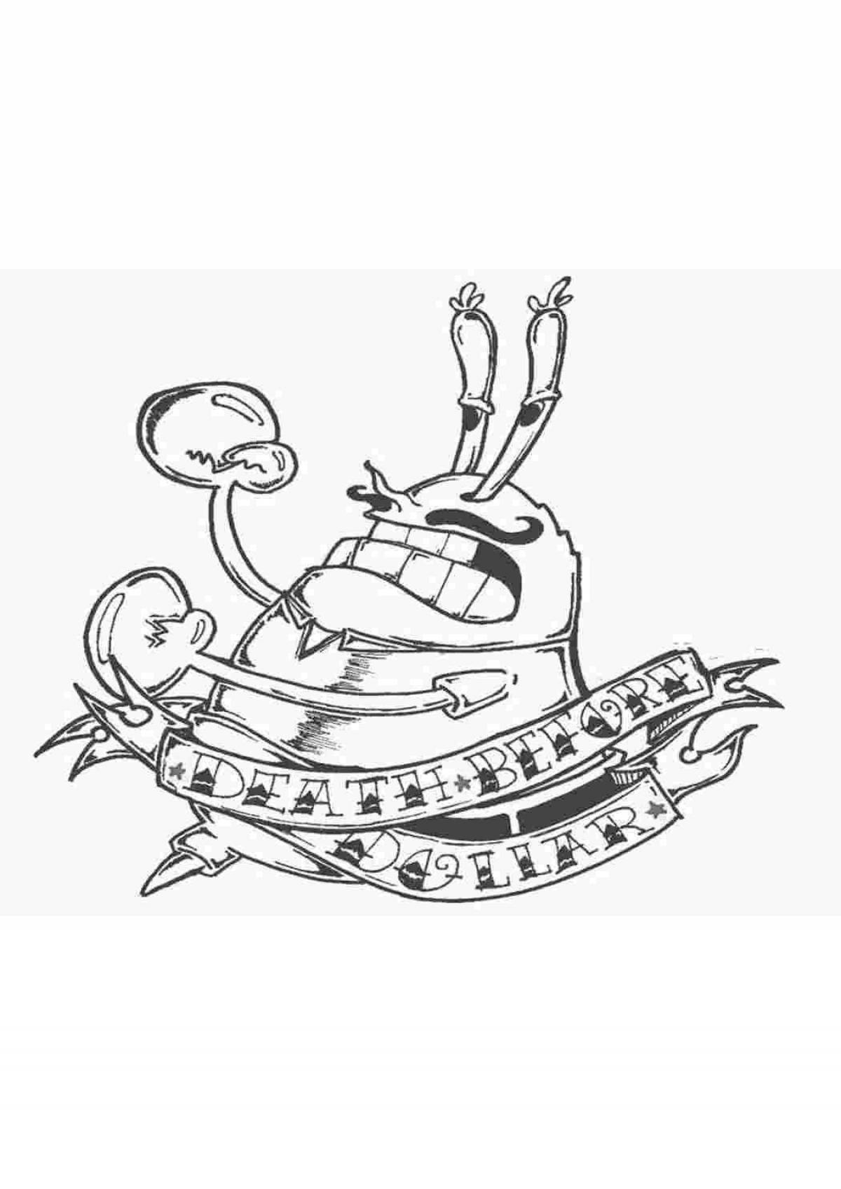 Holiday Krusty Krab coloring page