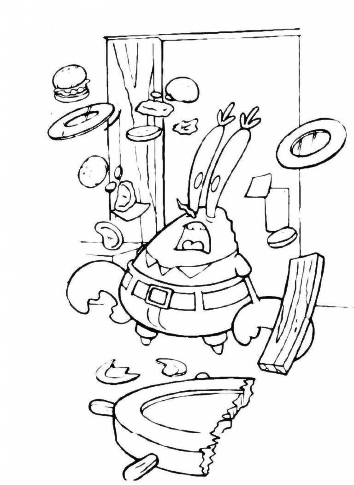 Fancy Krusty Krab coloring page