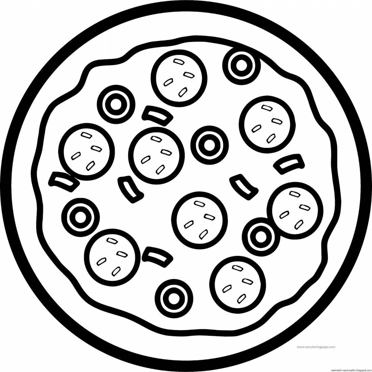 Spicy pepperoni pizza coloring book