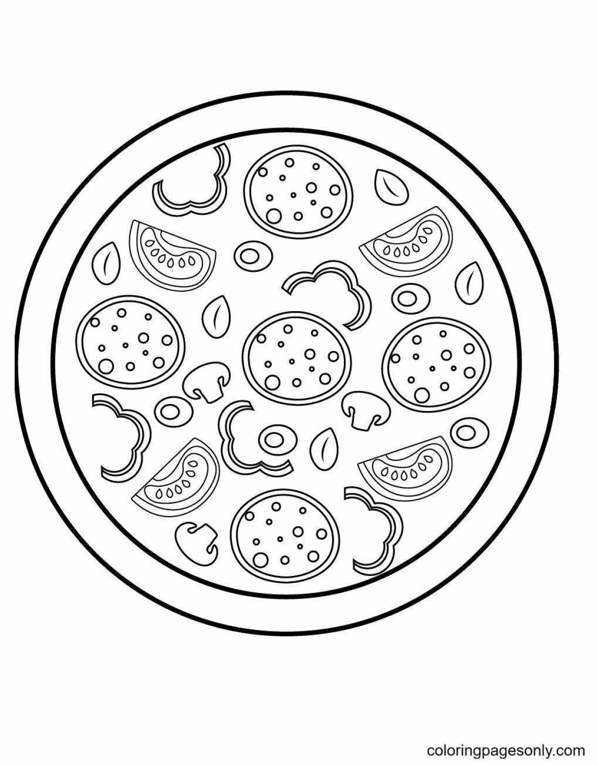 Irresistible pepperoni pizza coloring book
