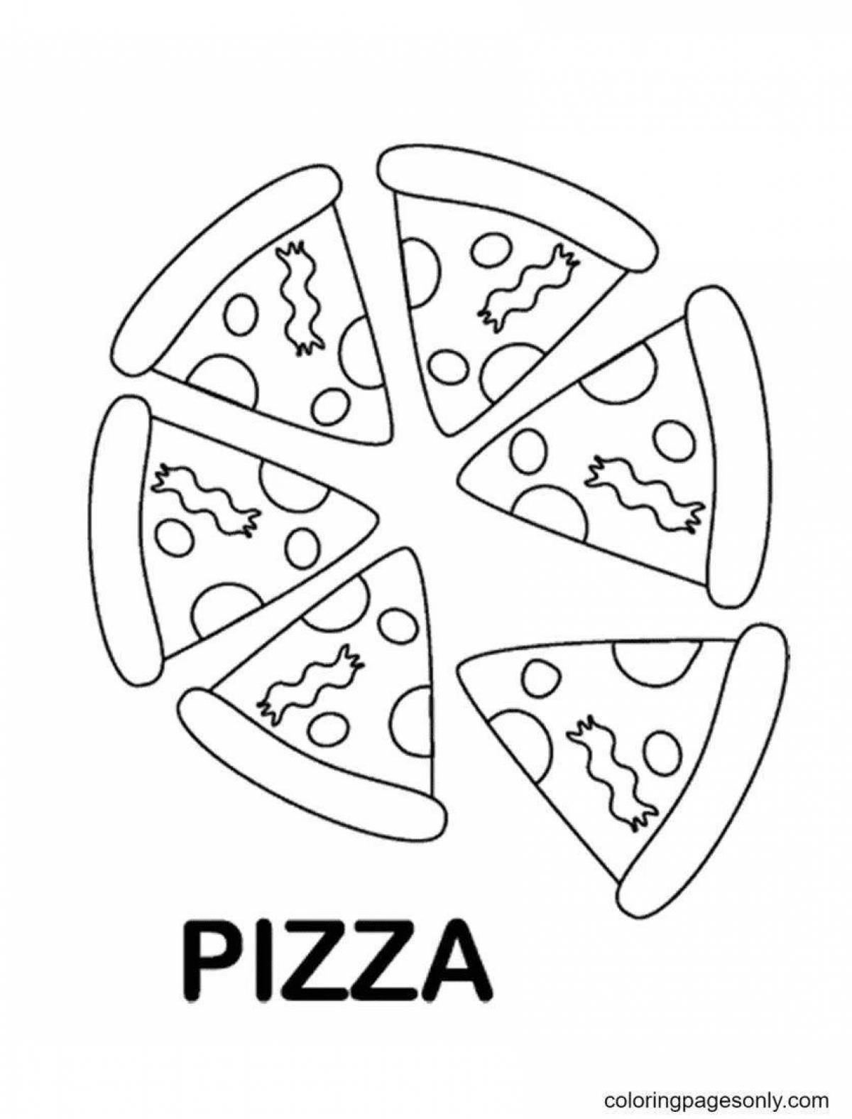 Pepperoni pizza invitation coloring book