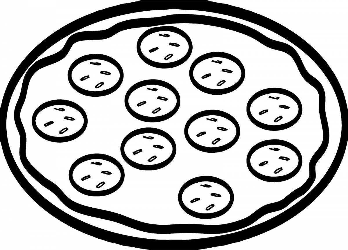Exotic pepperoni pizza coloring page