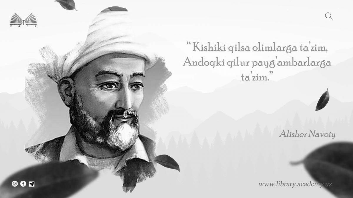 Coloring page charming alisher navoi