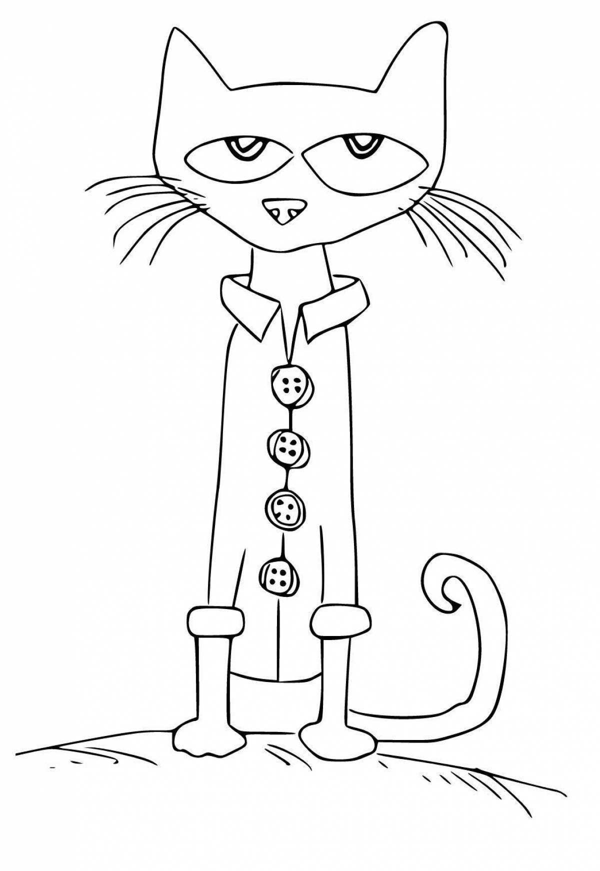 Colorful ginger cat coloring page