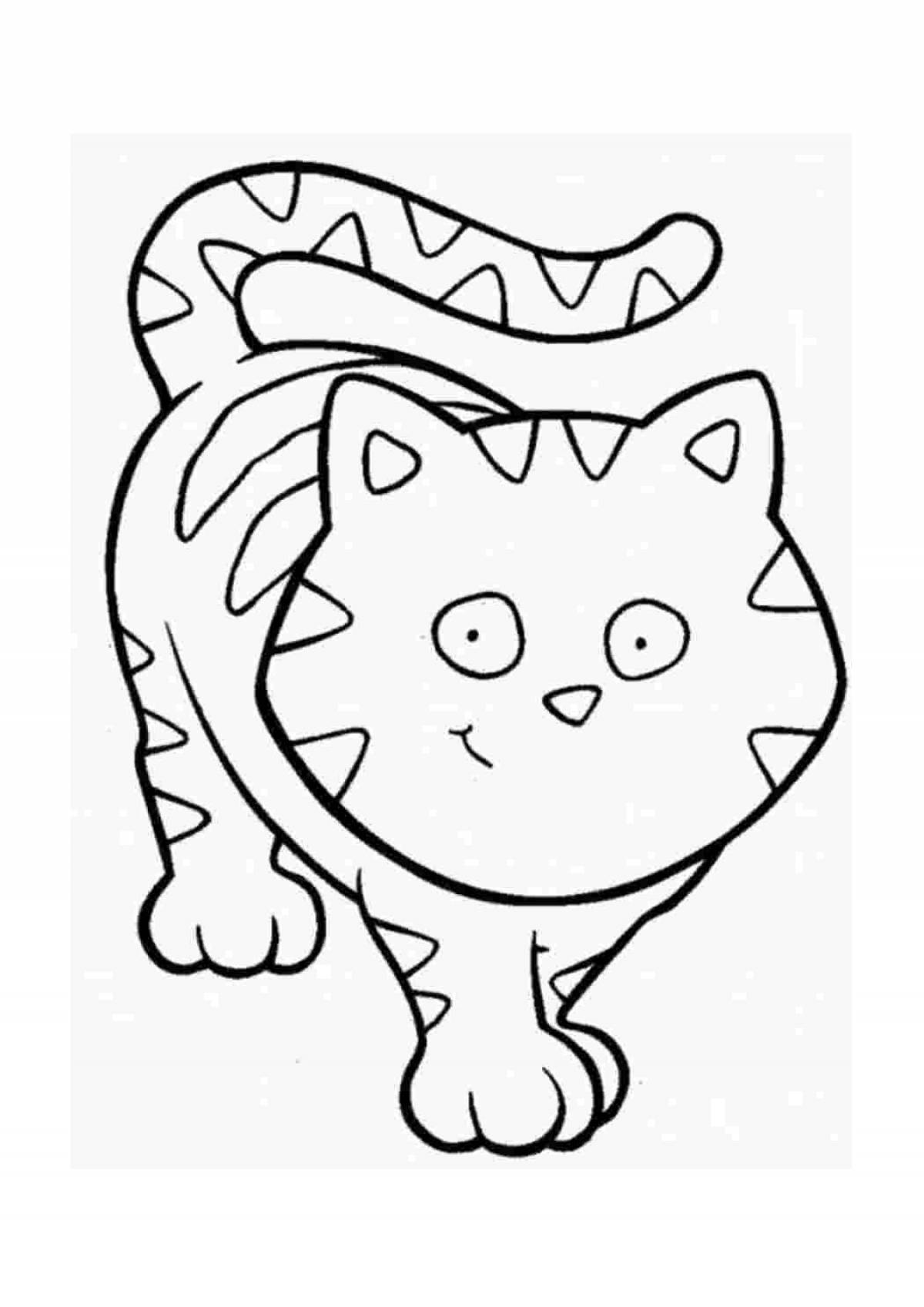 Coloring book playful red cat