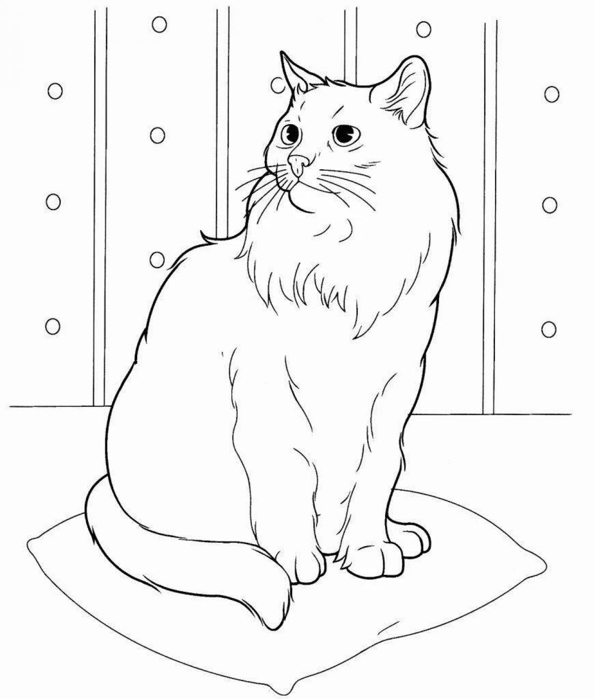 Coloring page charming red cat