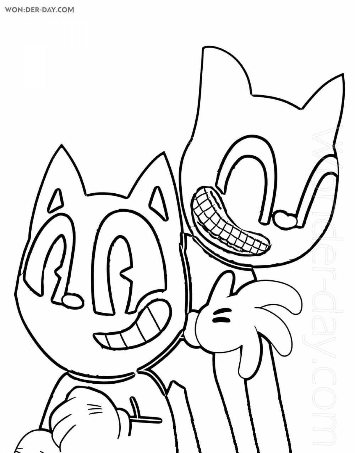 Coloring page charming red cat