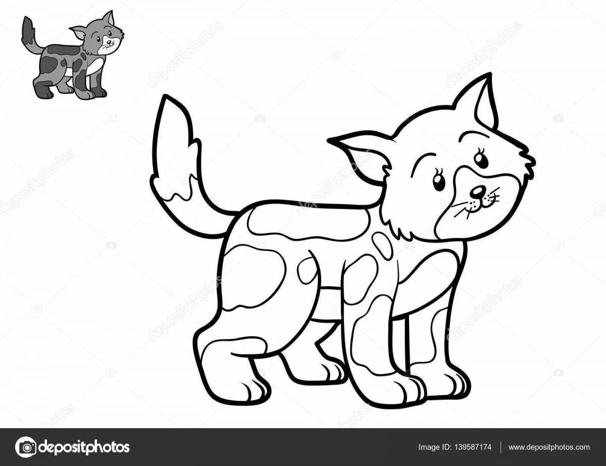 Coloring funny red cat