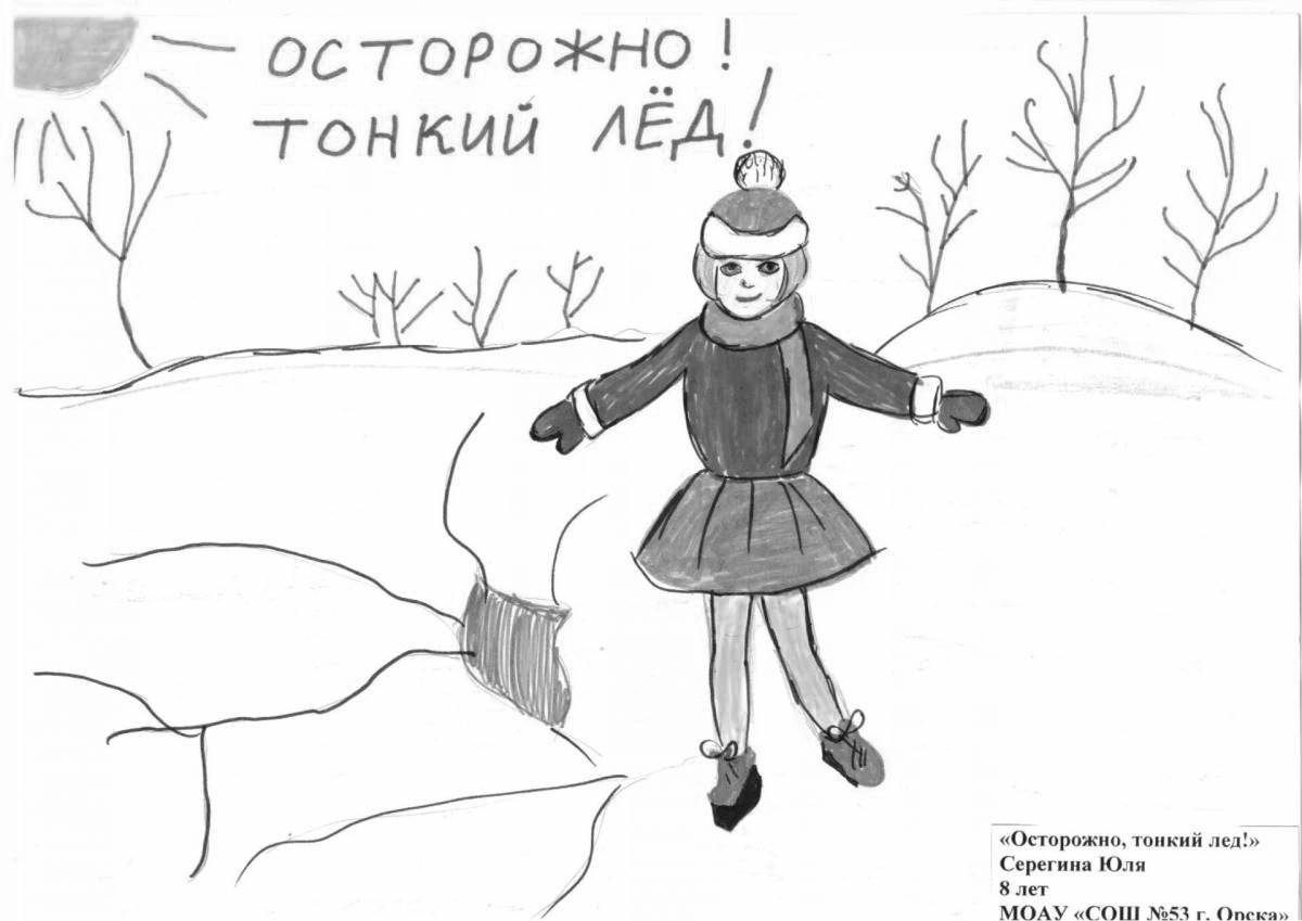 Caution ice coloring page