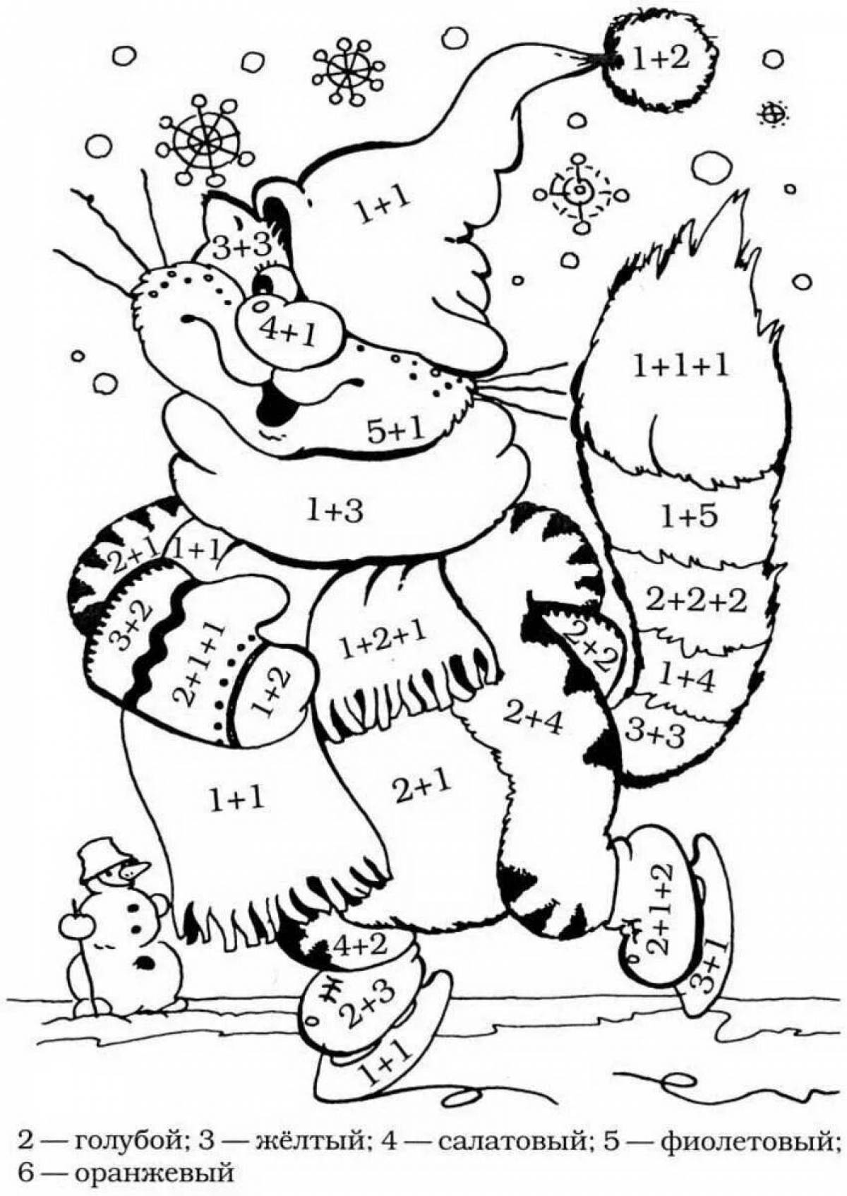 Adorable winter math coloring book