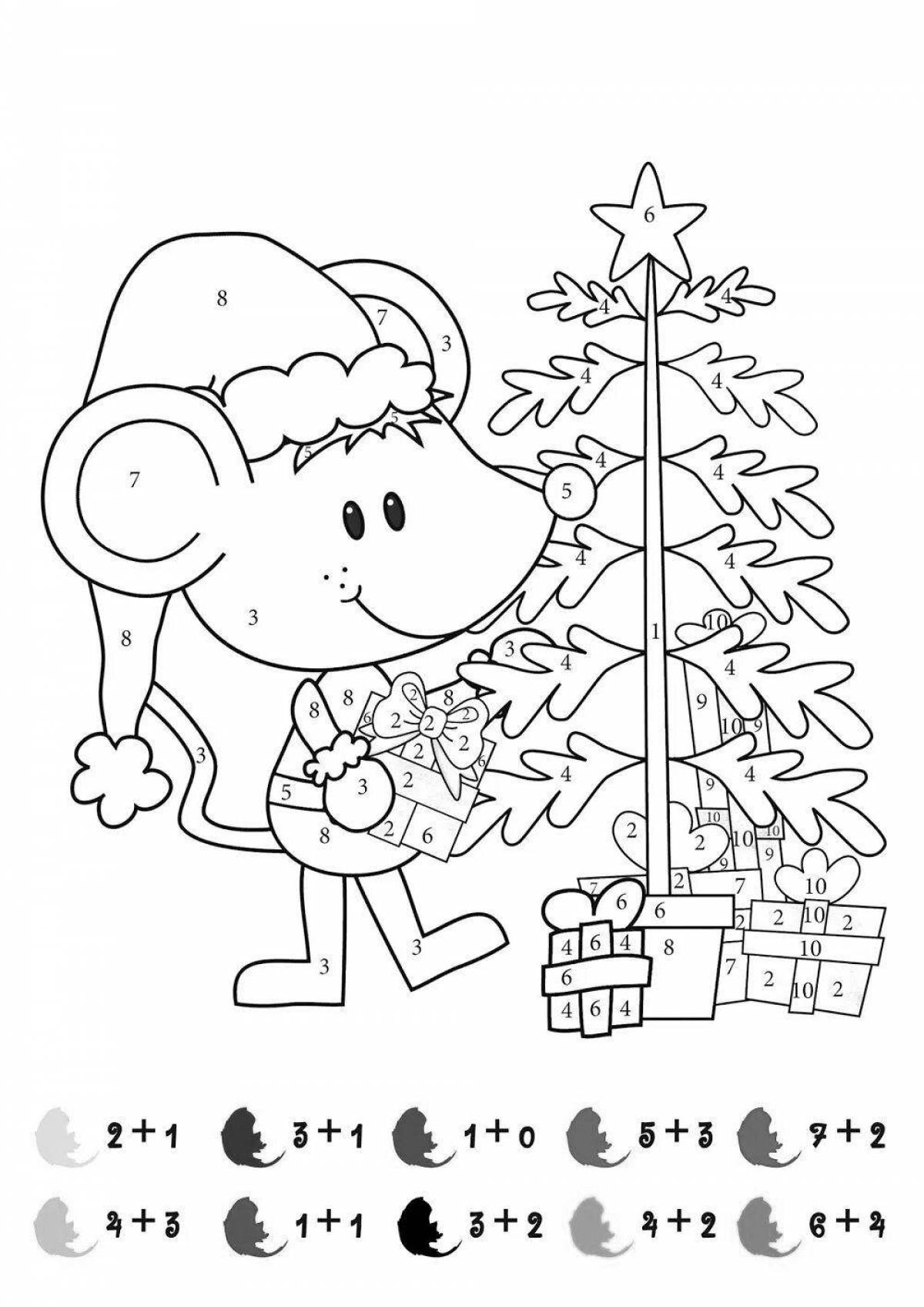 Sparkling winter math coloring book