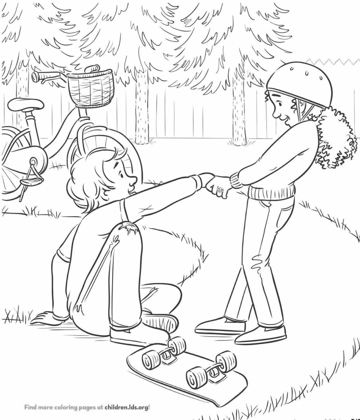 Animated good deeds coloring page