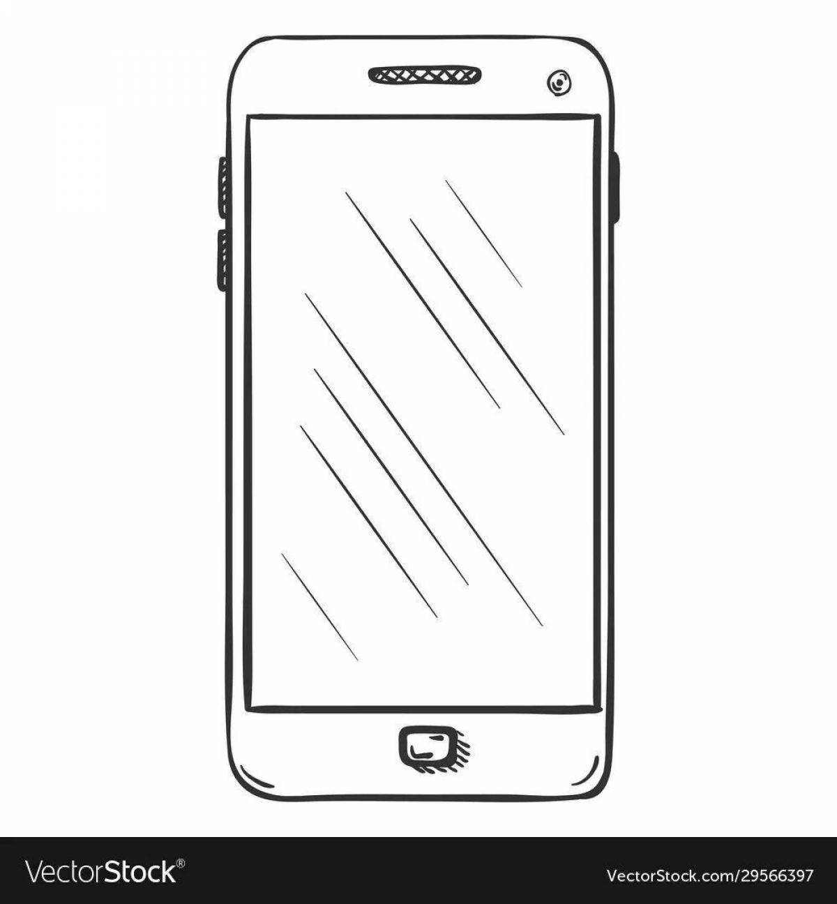 Intense phone screen coloring page