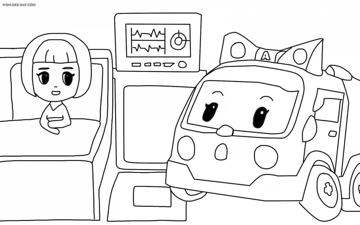 Ember robocar colorful coloring page