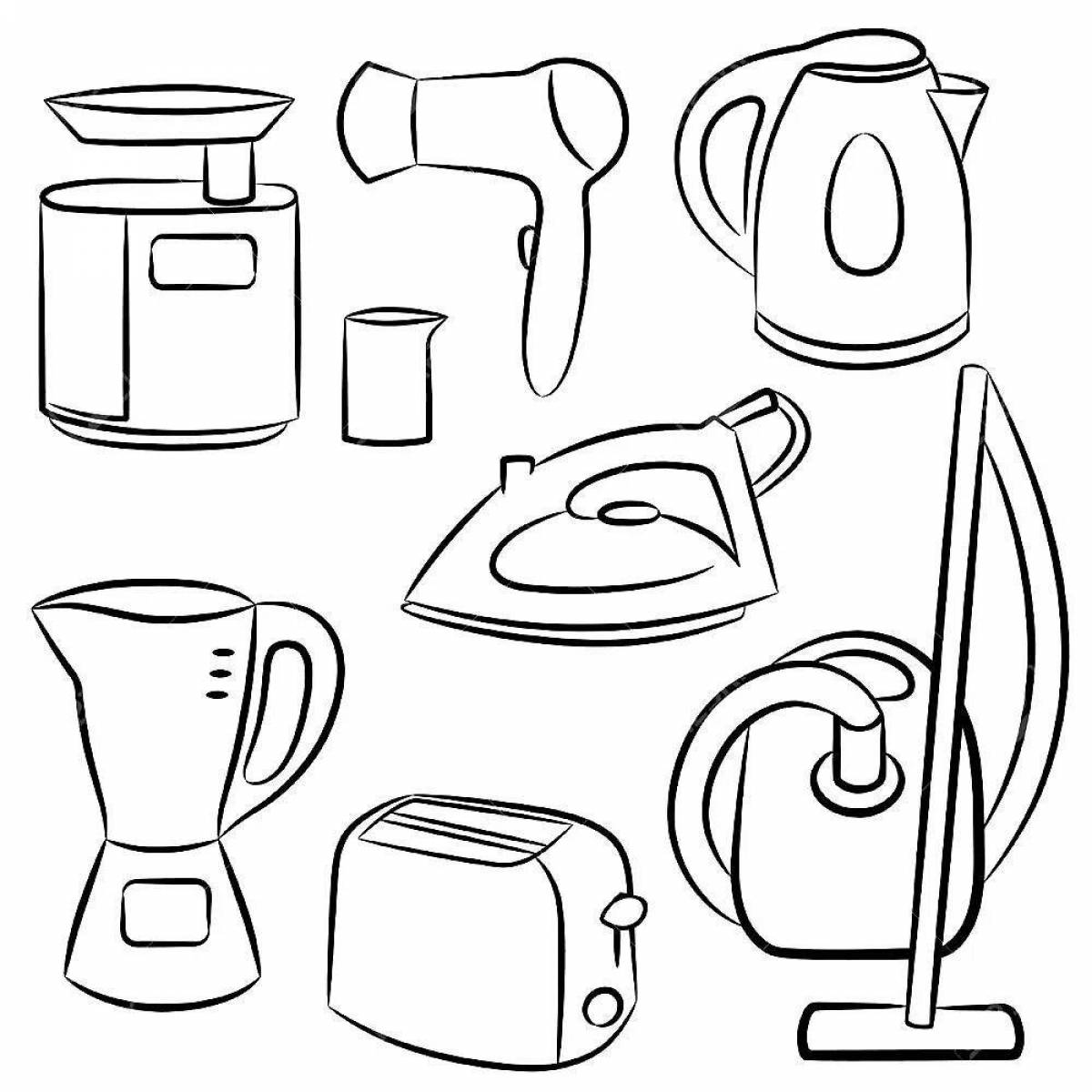 Colorful electrical devices coloring page