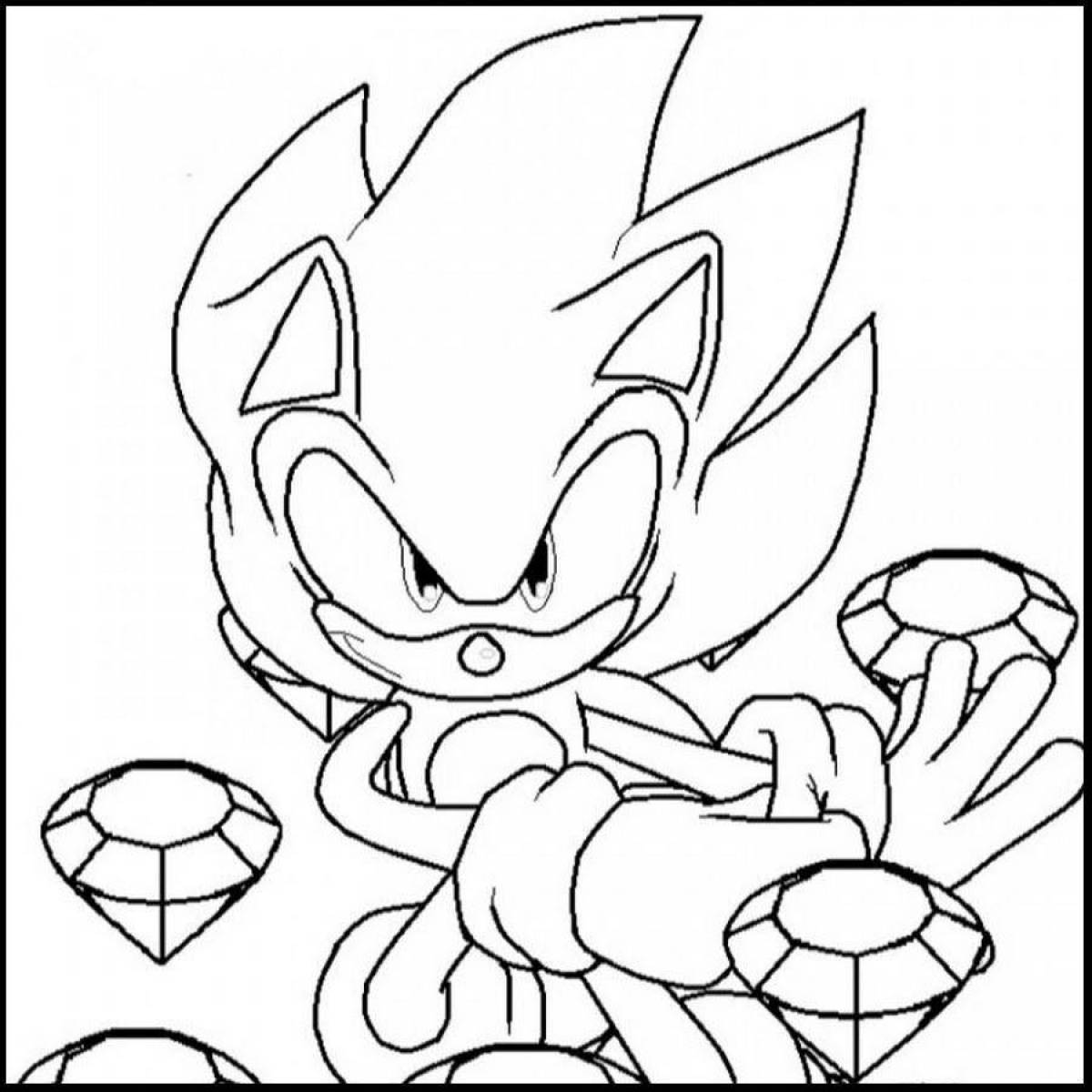 Playful hyper sonic coloring page
