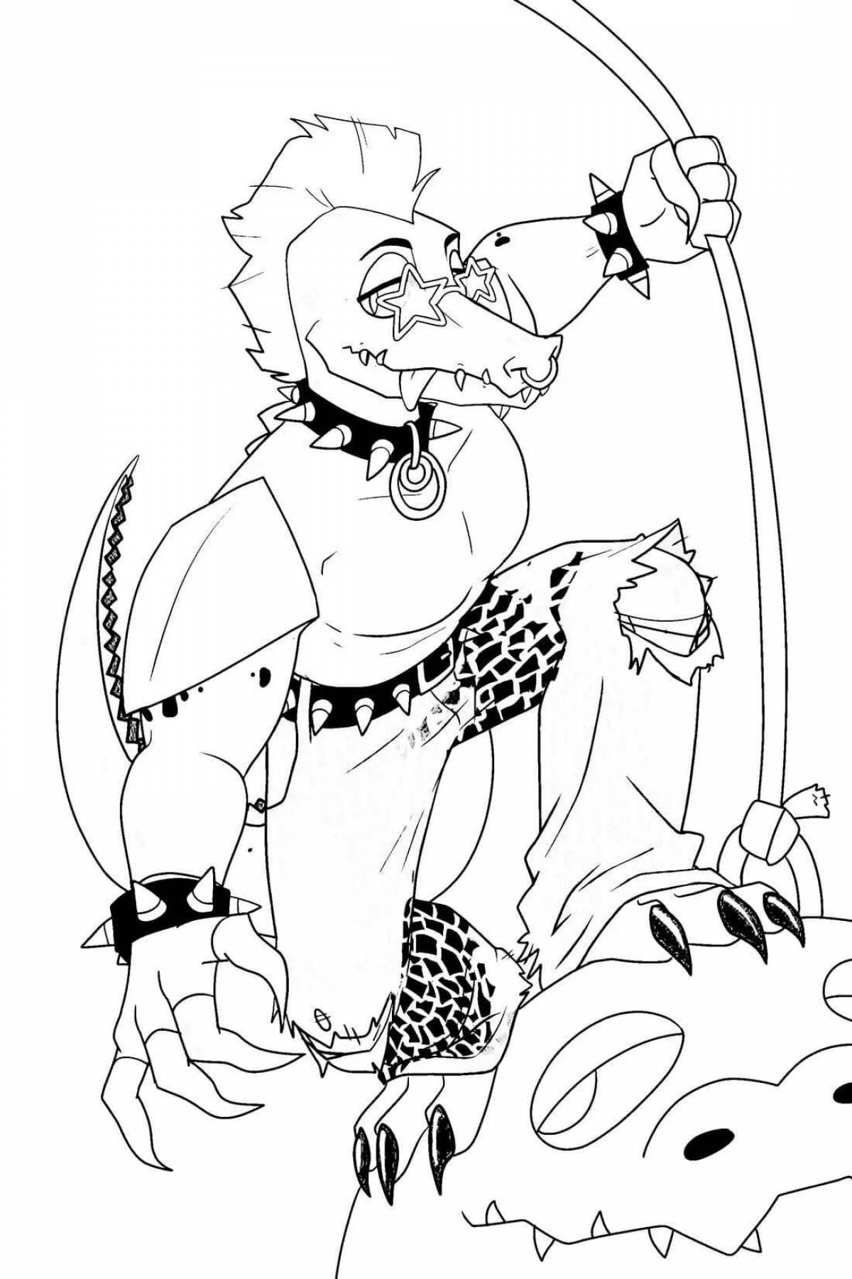 Monty the king alligator coloring page