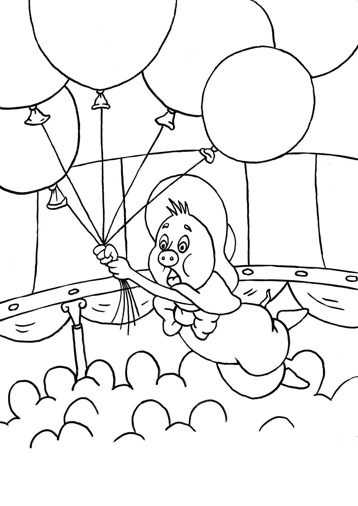 Adorable piggy funky coloring page
