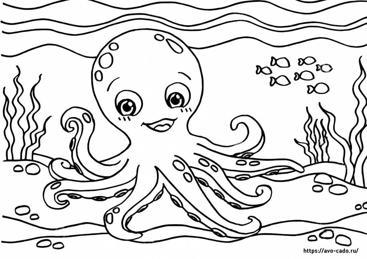 Colorful changeling octopus coloring book